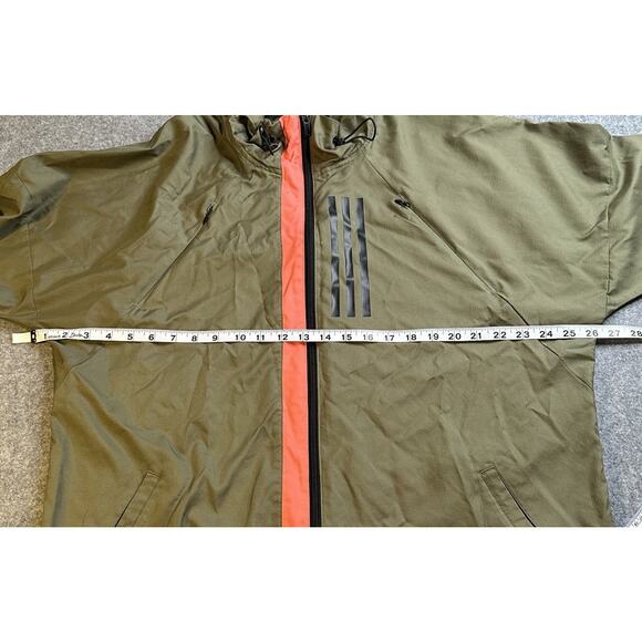 ADIDAS Jacket Gym Running Military Green Size L 3 Stripe Full Zip - Picture 6 of 13